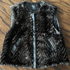 Faux leather and fur vest